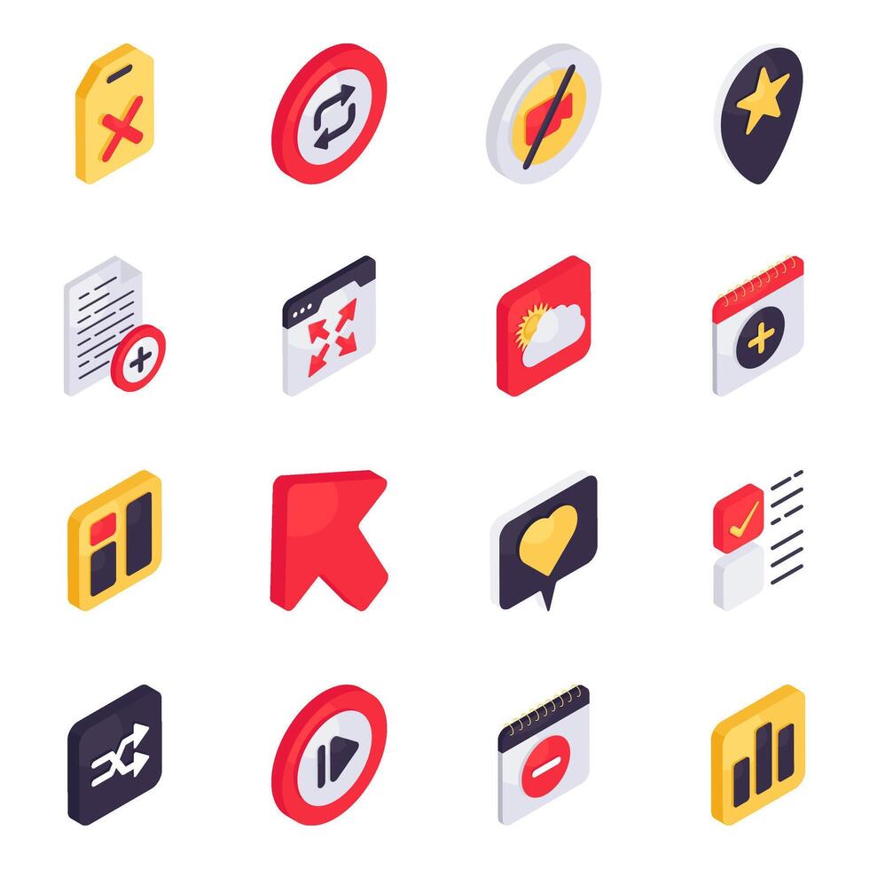 Set of Instruments Isometric Icons vector