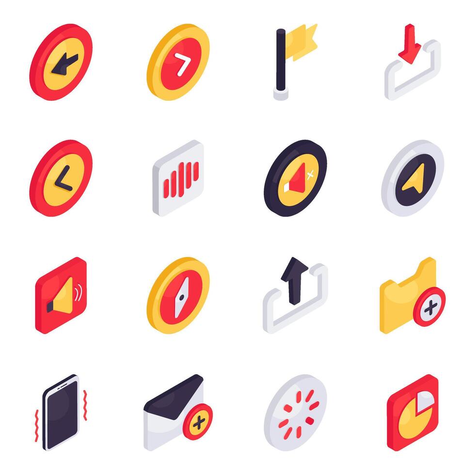 Set of Ui and Ux Isometric Icons vector