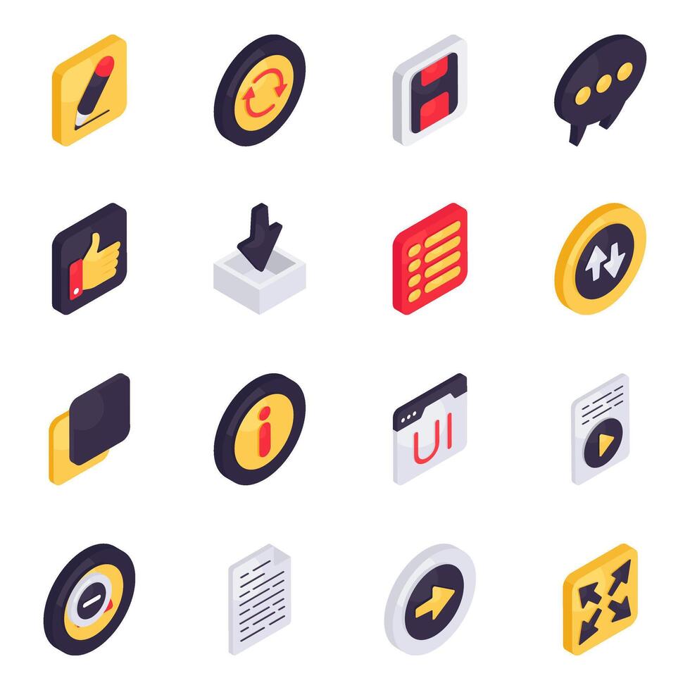 Set of User Experience Isometric Icons vector