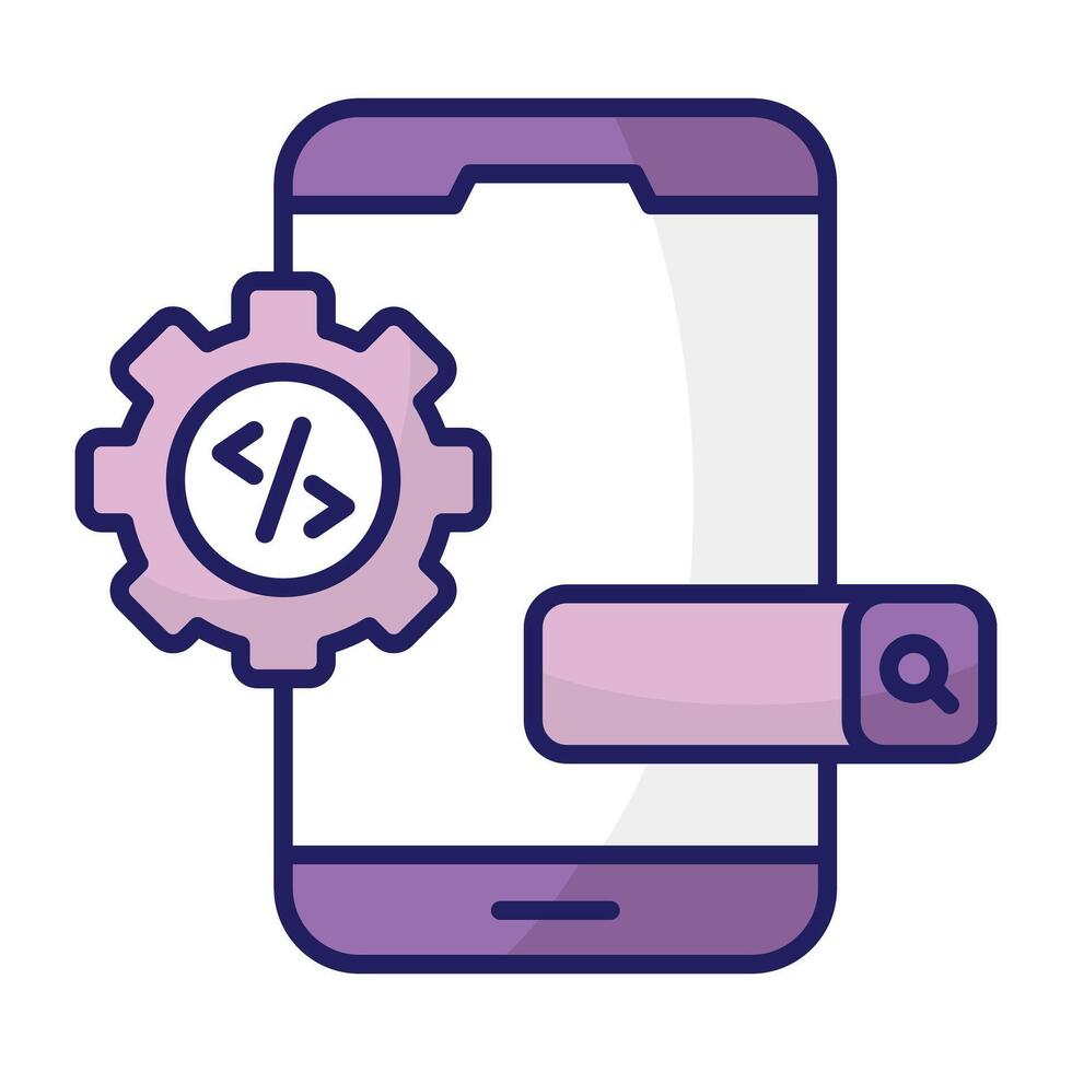 Conceptual flat design icon of mobile coding vector