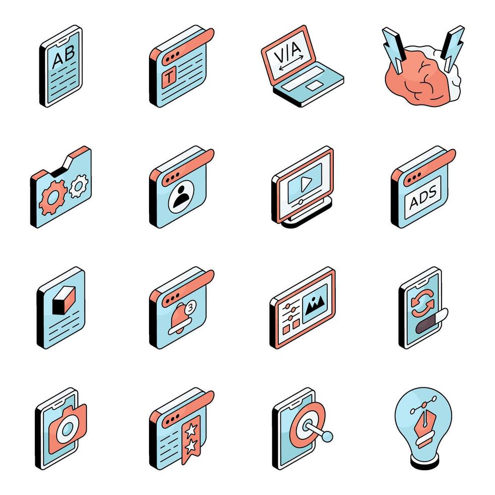 Set of Graphic Designing Flat Icons vector