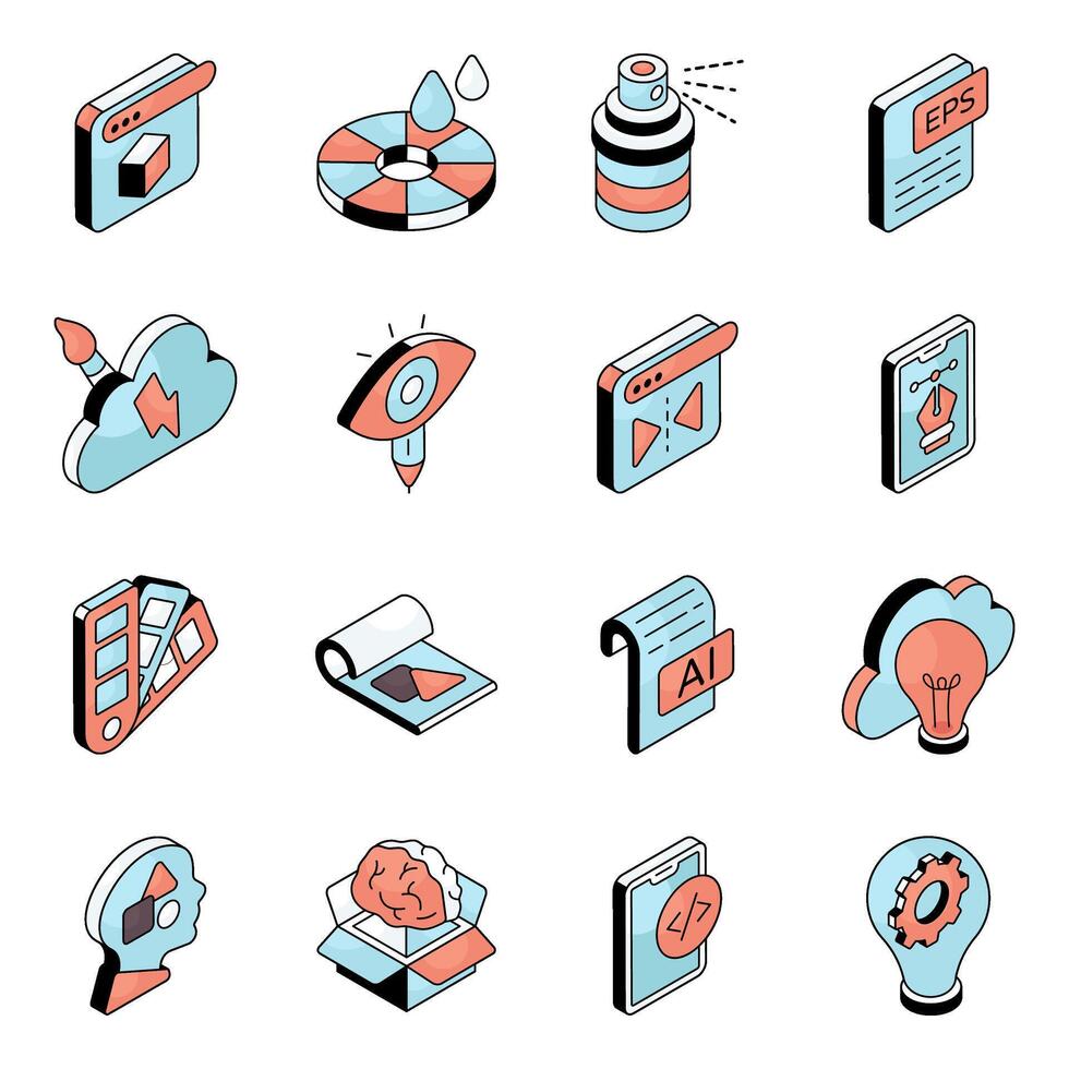 Set of Creativity Flat Icons vector