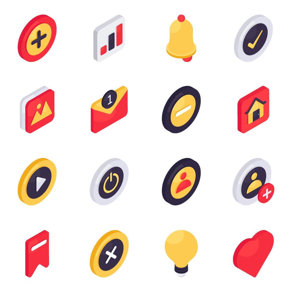 Set of Ui Isometric Icons vector