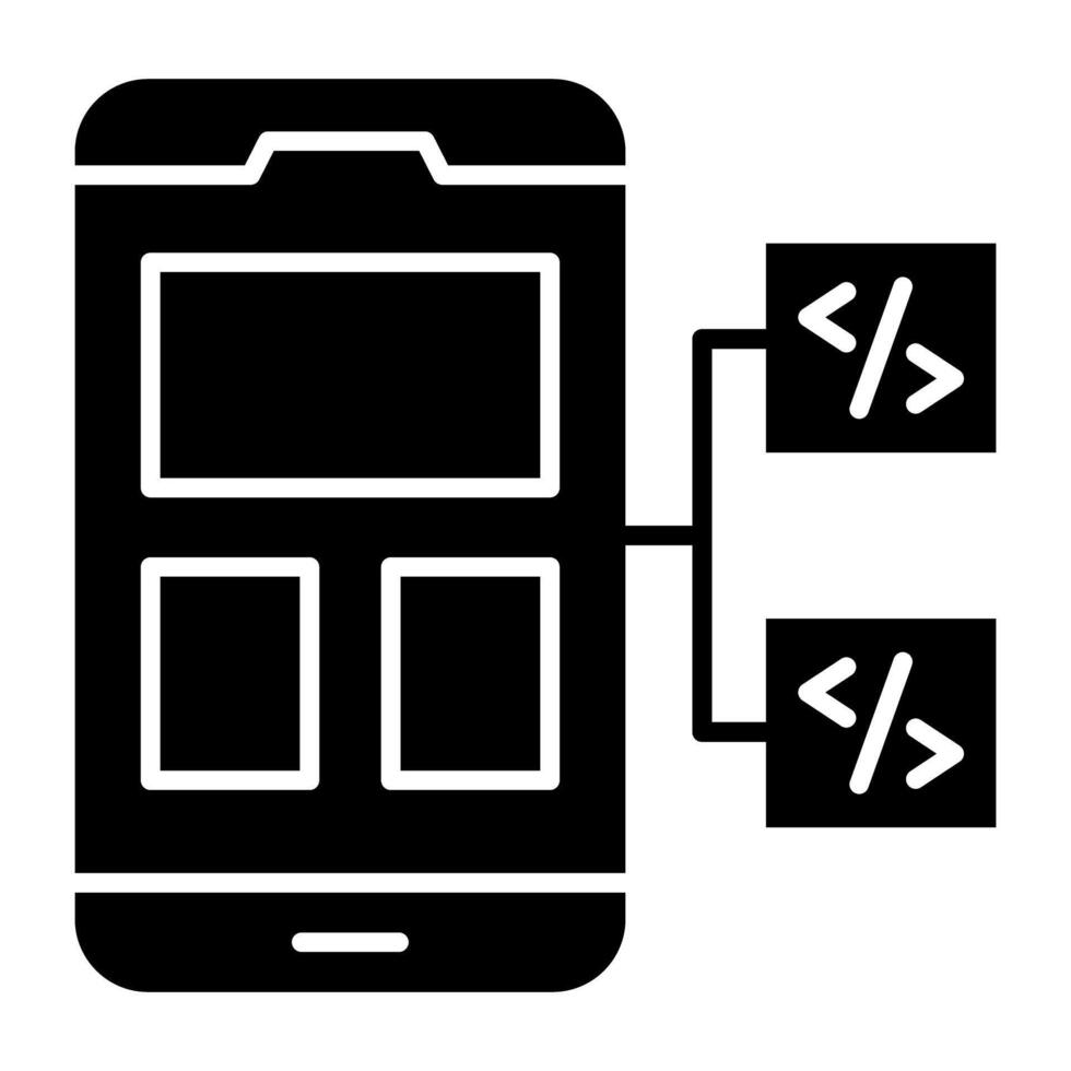 Conceptual flat design icon of mobile coding vector