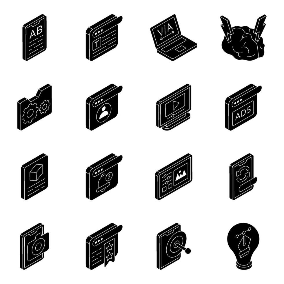 Set of Graphic Designing Solid Icons vector
