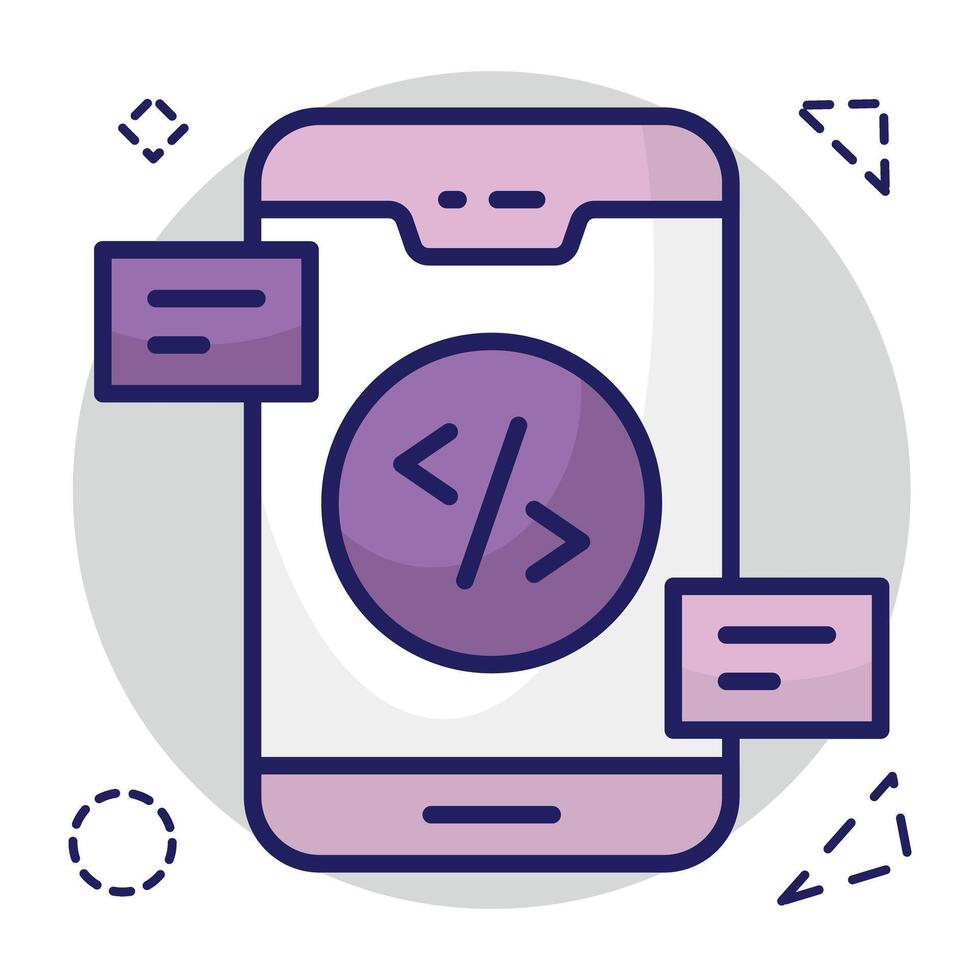 Conceptual flat design icon of mobile coding vector