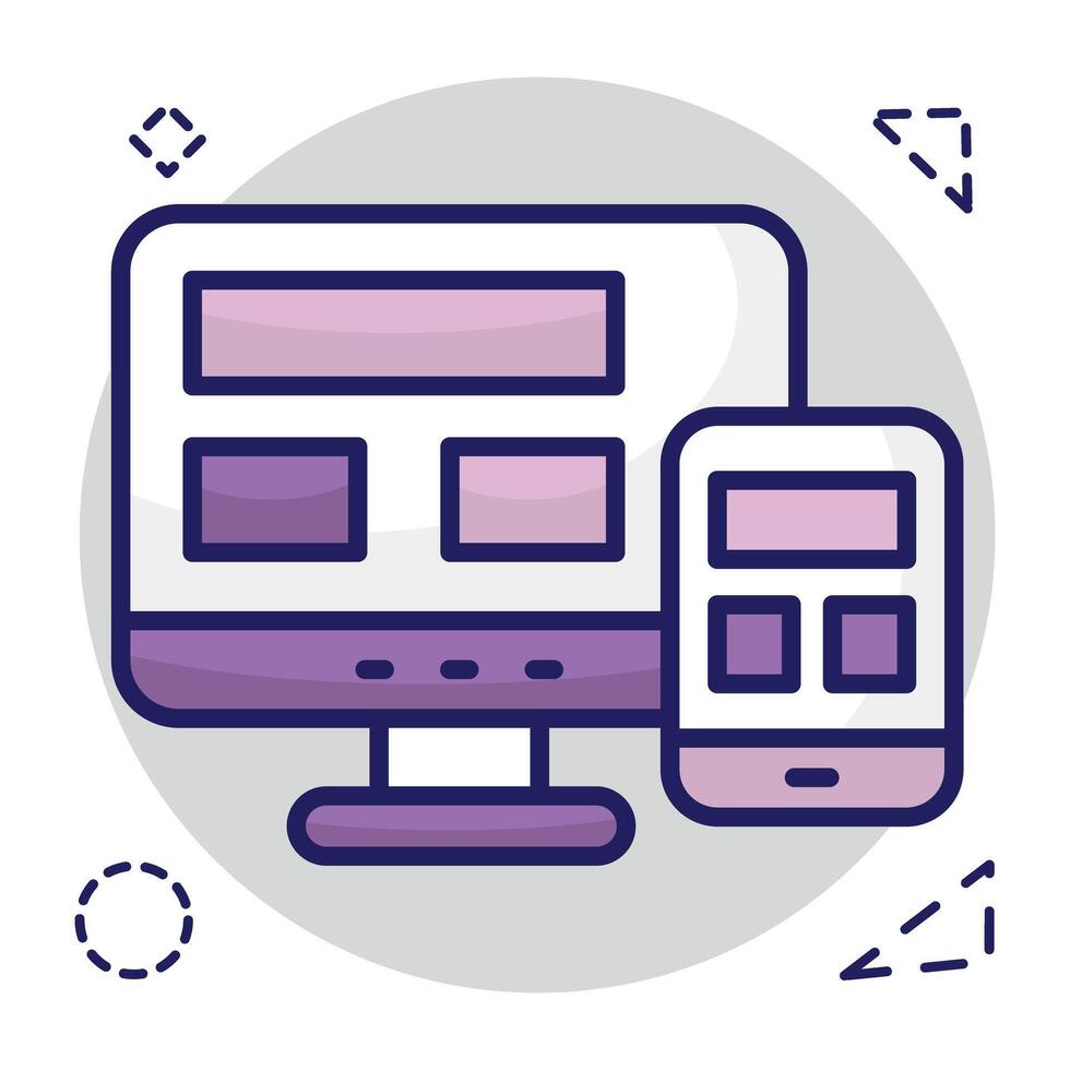 A flat design icon of responsive design vector