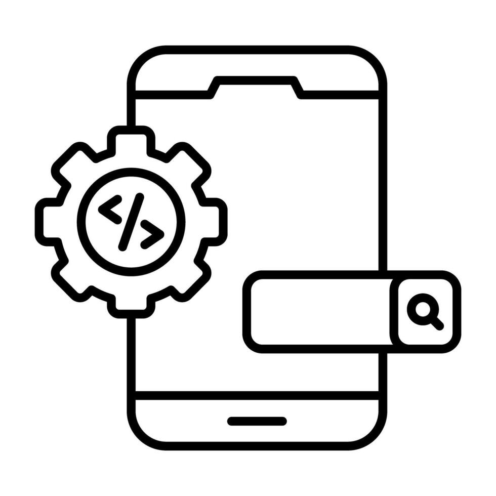 Conceptual flat design icon of mobile coding vector