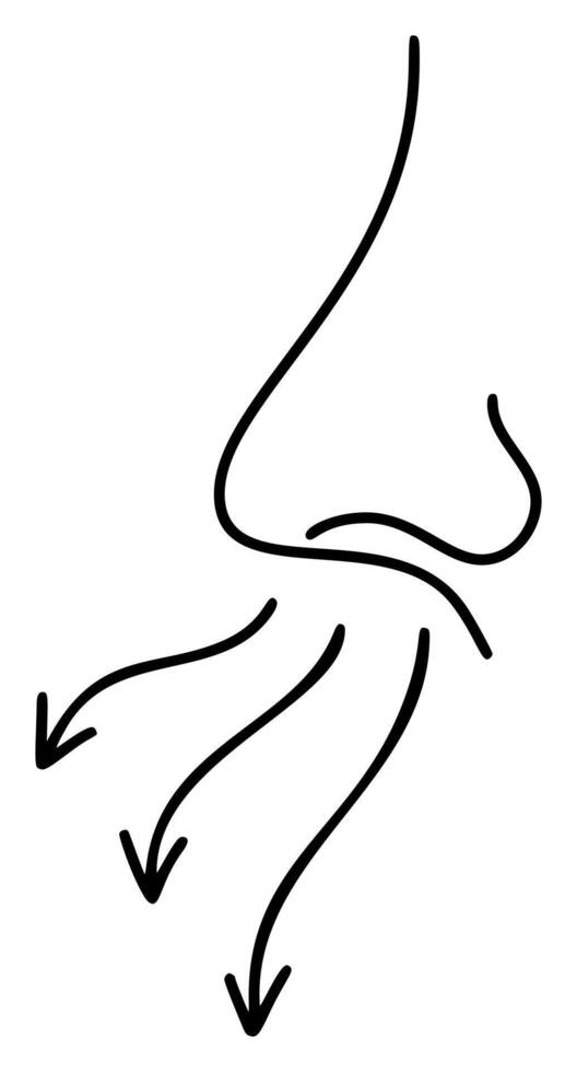 Human runny nose in profile line simple minimalist exhalation icon. Element for design packaging and advertising of rhinitis medical, cold, flu symptoms vector