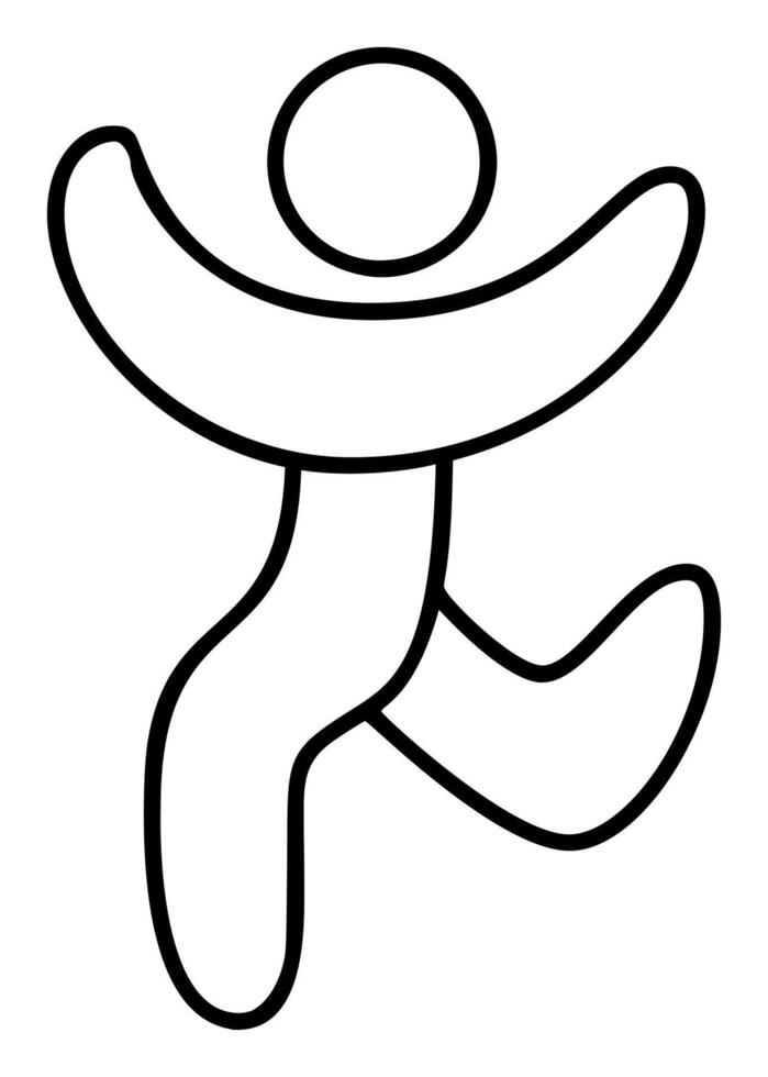 Happy running person man hand drawn icon, positive or power, good workplace, leader, thin line symbol isolated on white background vector