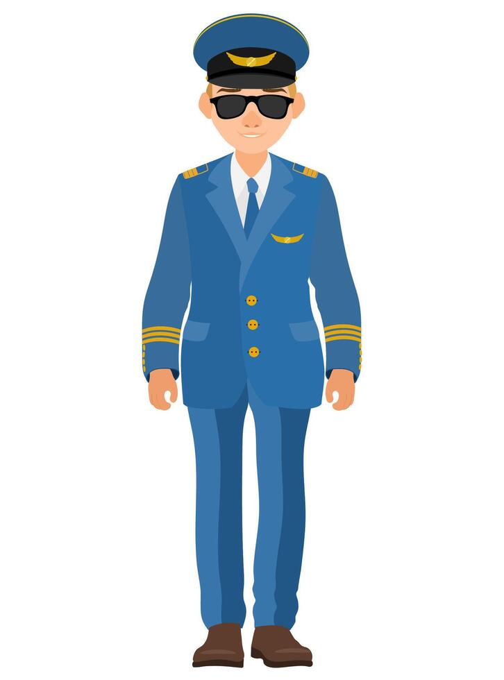 pilot uniform suit work clothes flat style illustration isolated on white background vector