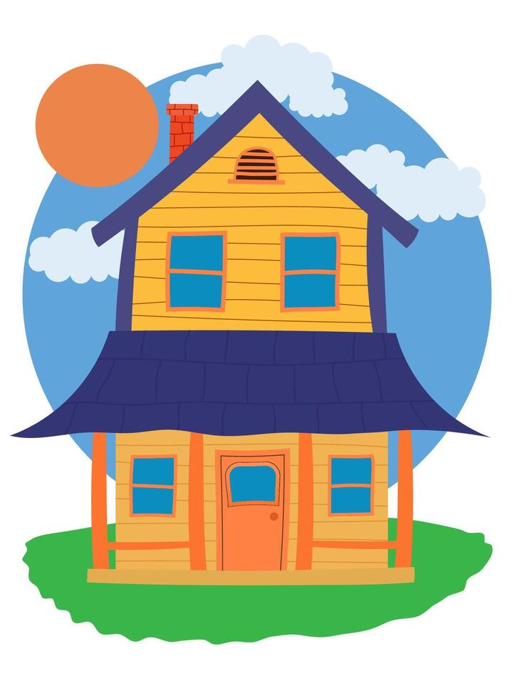 flat style house private building real estate illustration isolated on white background vector
