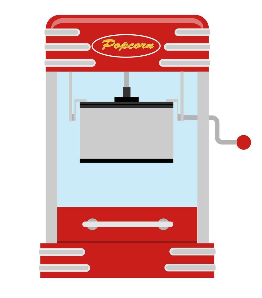 flat style popcorn making machine sweet snack illustration isolated on white background vector