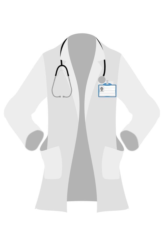 doctor in a robe, uniform, work clothes flat style illustration isolated on white background vector