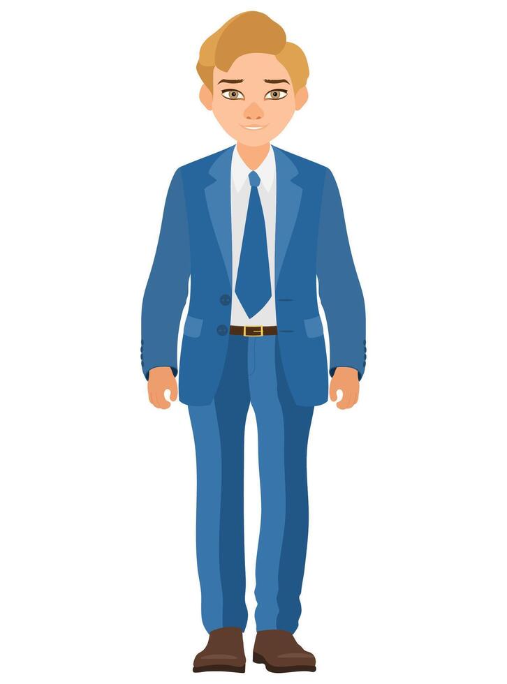 men business suit flat style illustration isolated on white background vector
