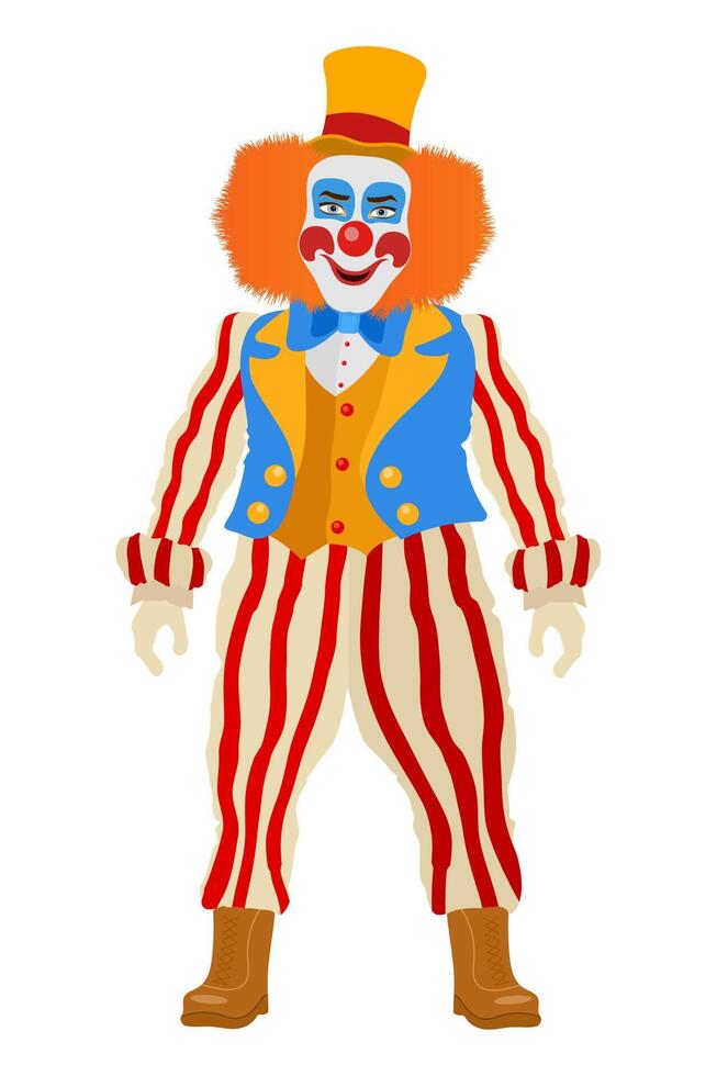 cheerful clown actor and circus character flat style illustration isolated on background vector