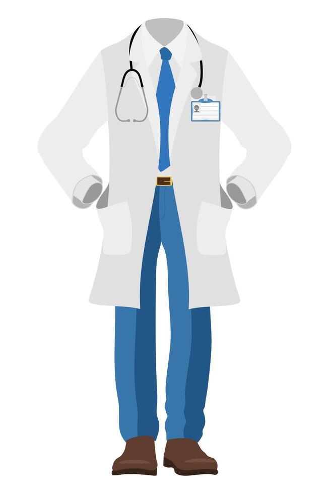 doctor in a robe, uniform, work clothes flat style illustration isolated on white background vector