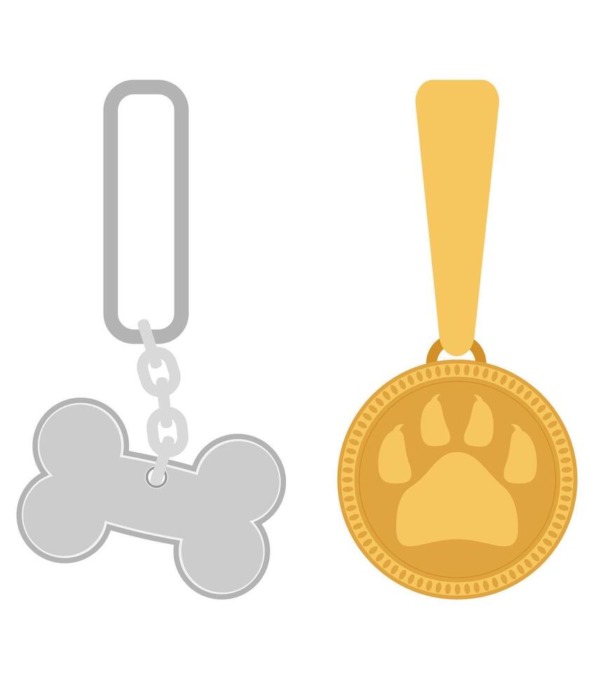 flat style dog collar medallion not to get lost badgepuppyillustration isolated on white background vector
