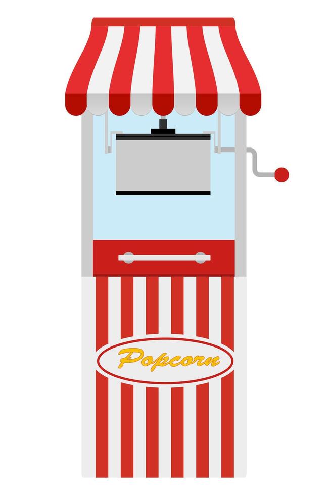 flat style popcorn making machine sweet snack illustration isolated on white background vector