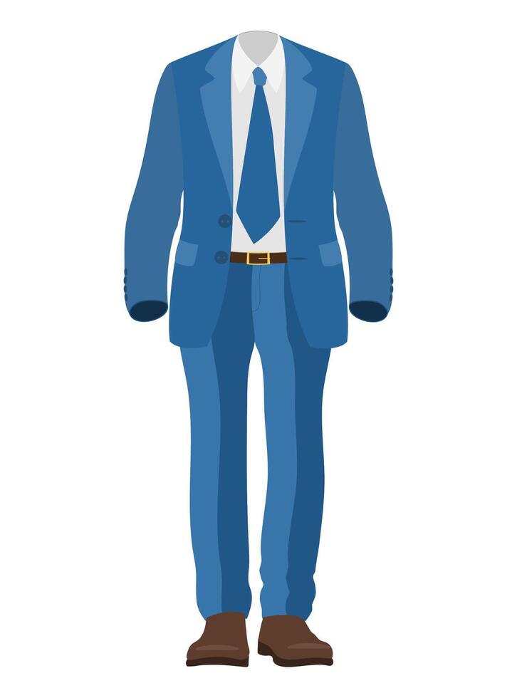 men business suit flat style illustration isolated on white background vector