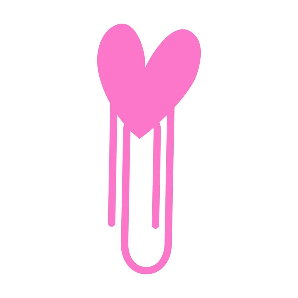 Pink paper clip with heart. illustration. vector