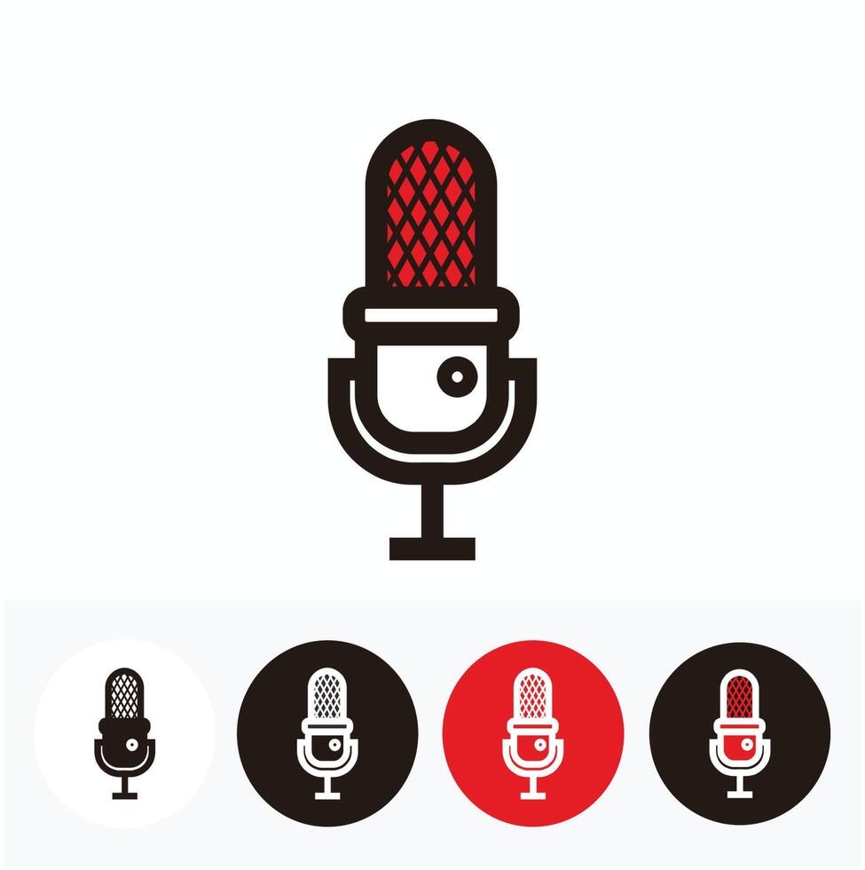 retro microphone icon for radio, music, broadcast or podcast equipment vector