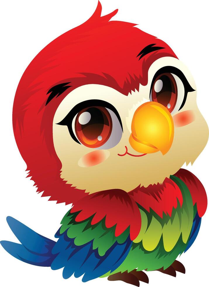 cute baby parrot colorful vector
