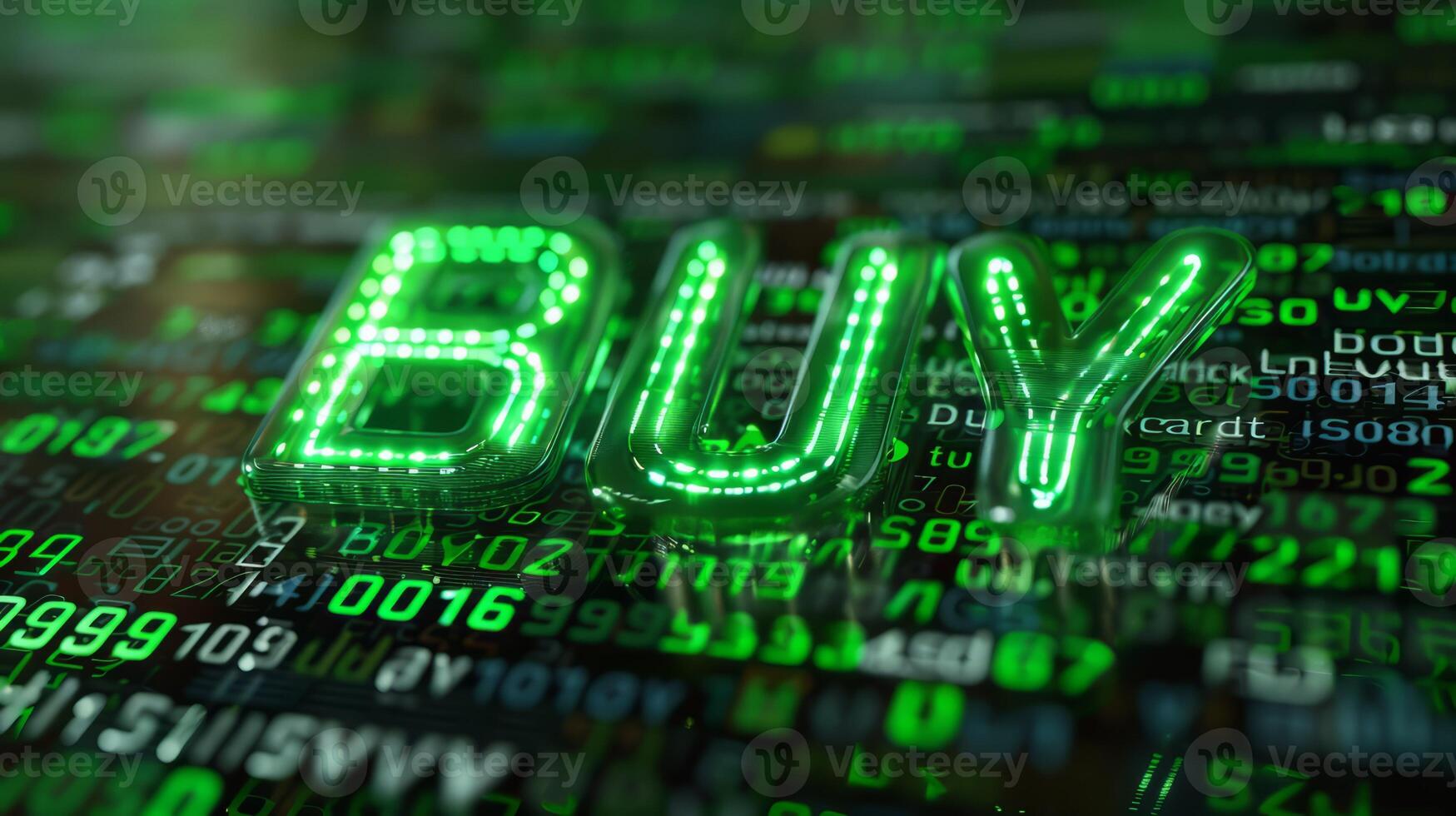 Green LED Buy concept creative art poster. photo
