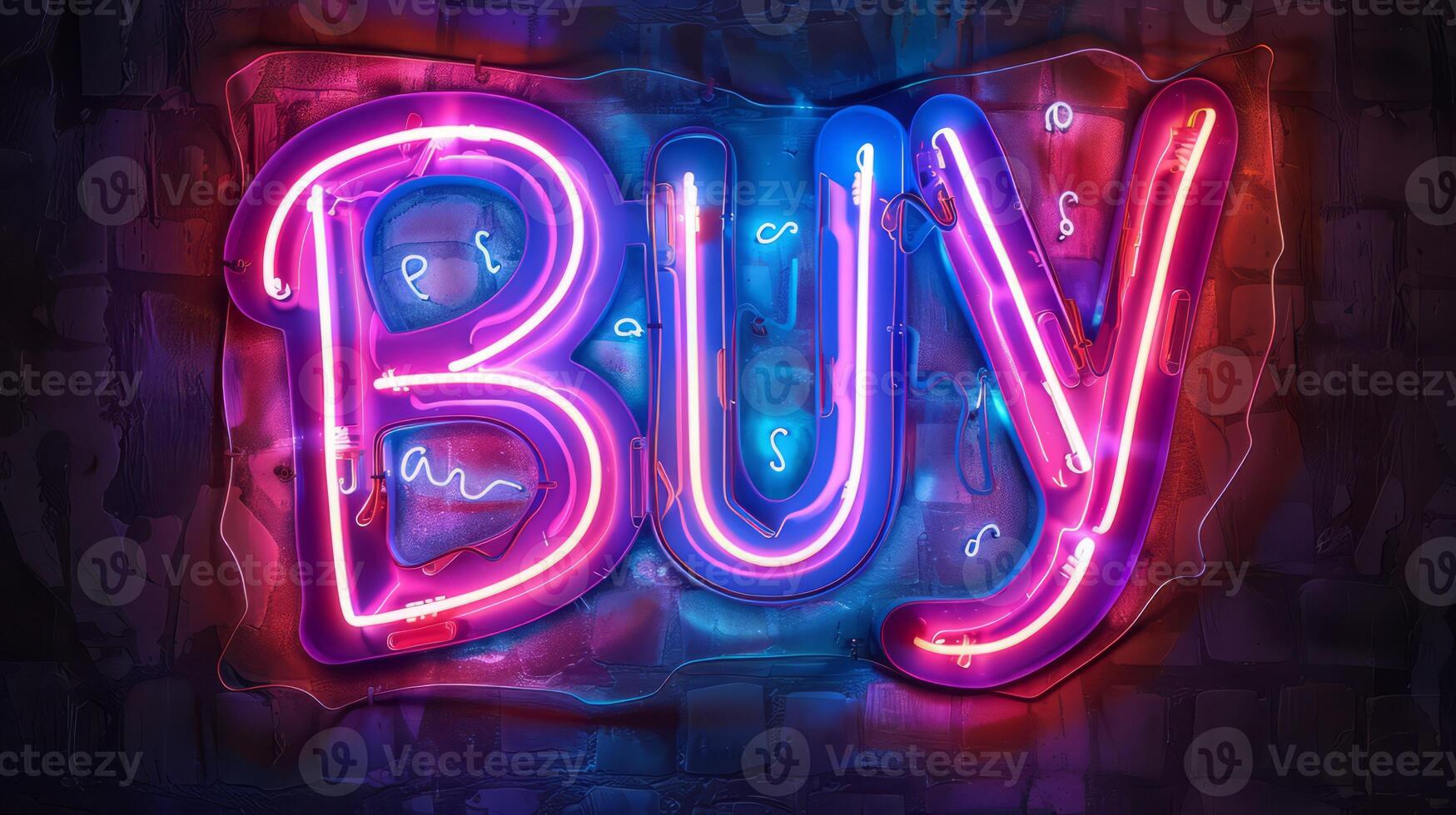 The word Buy created in Neon Calligraphy. photo