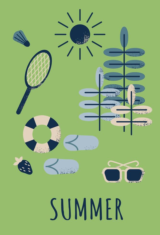 Summer vacation contrast poster with text Summer in flat geometric style vector