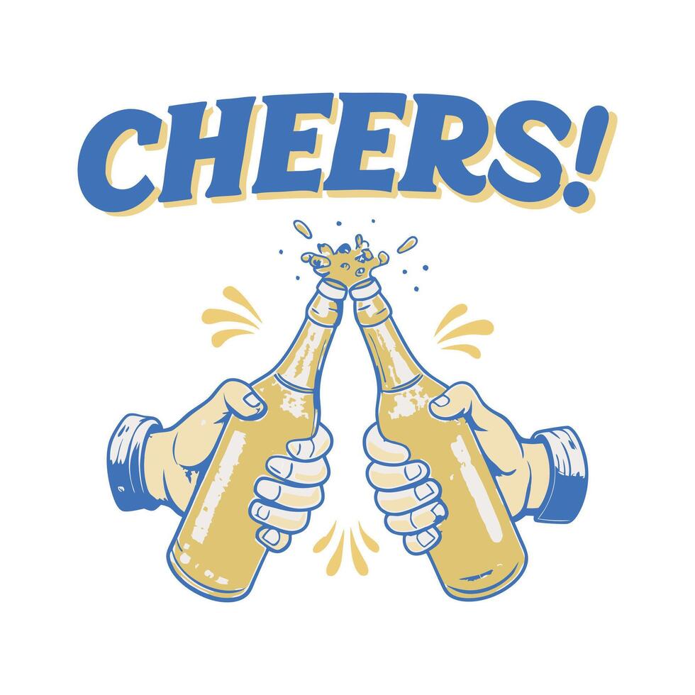 cheers bottle hand illustration vector
