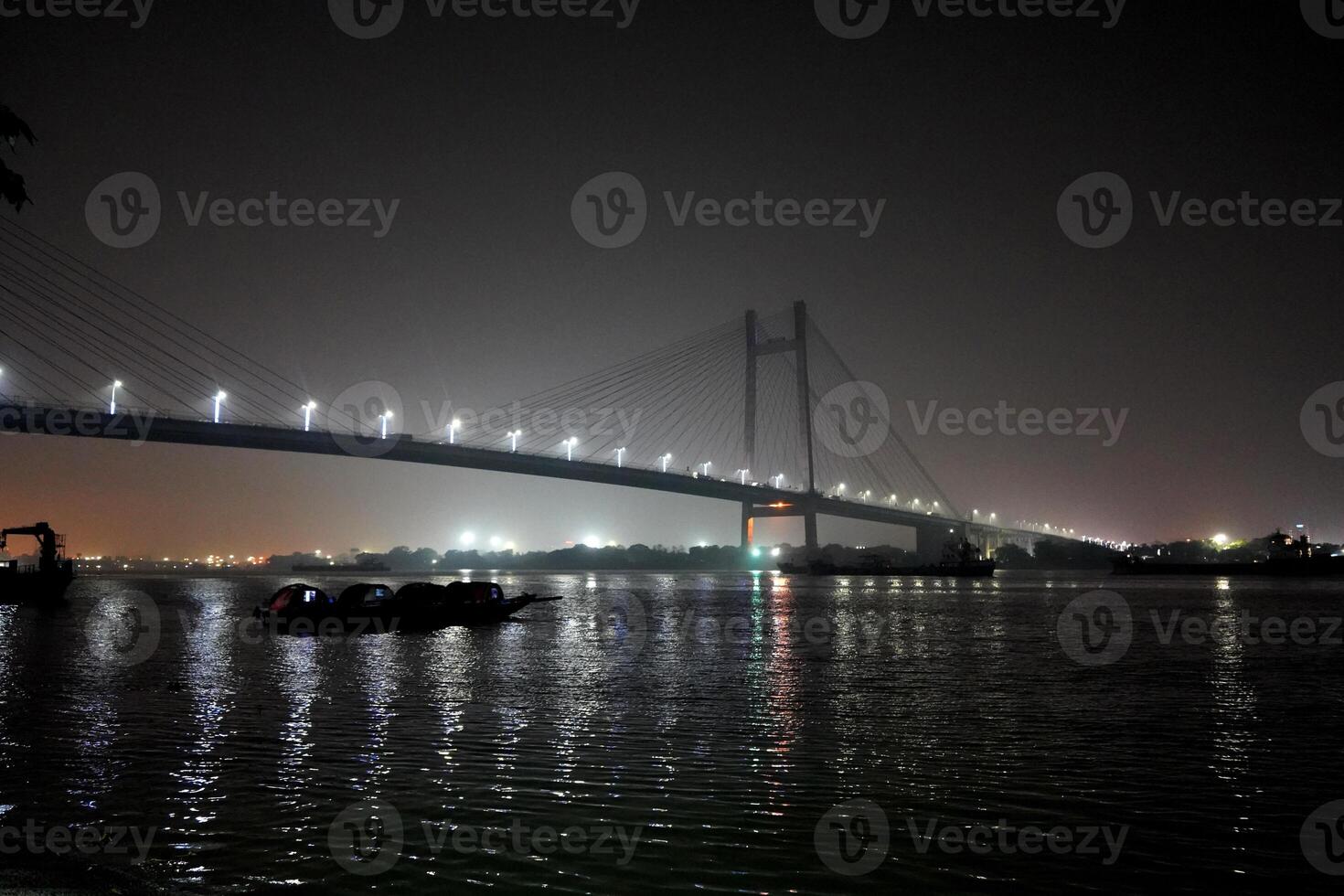 Second Hooghly Bridge or Vidyasagar Setu at Mid Night photo