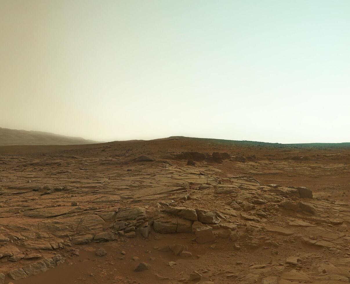 Landscape of the surface of Mars. Red planet panorama. photo