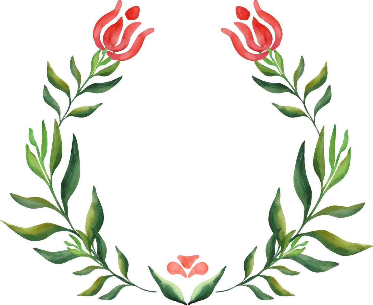 Abstract leaves. Wreath of beautiful green branches isolated on background. For your design vector