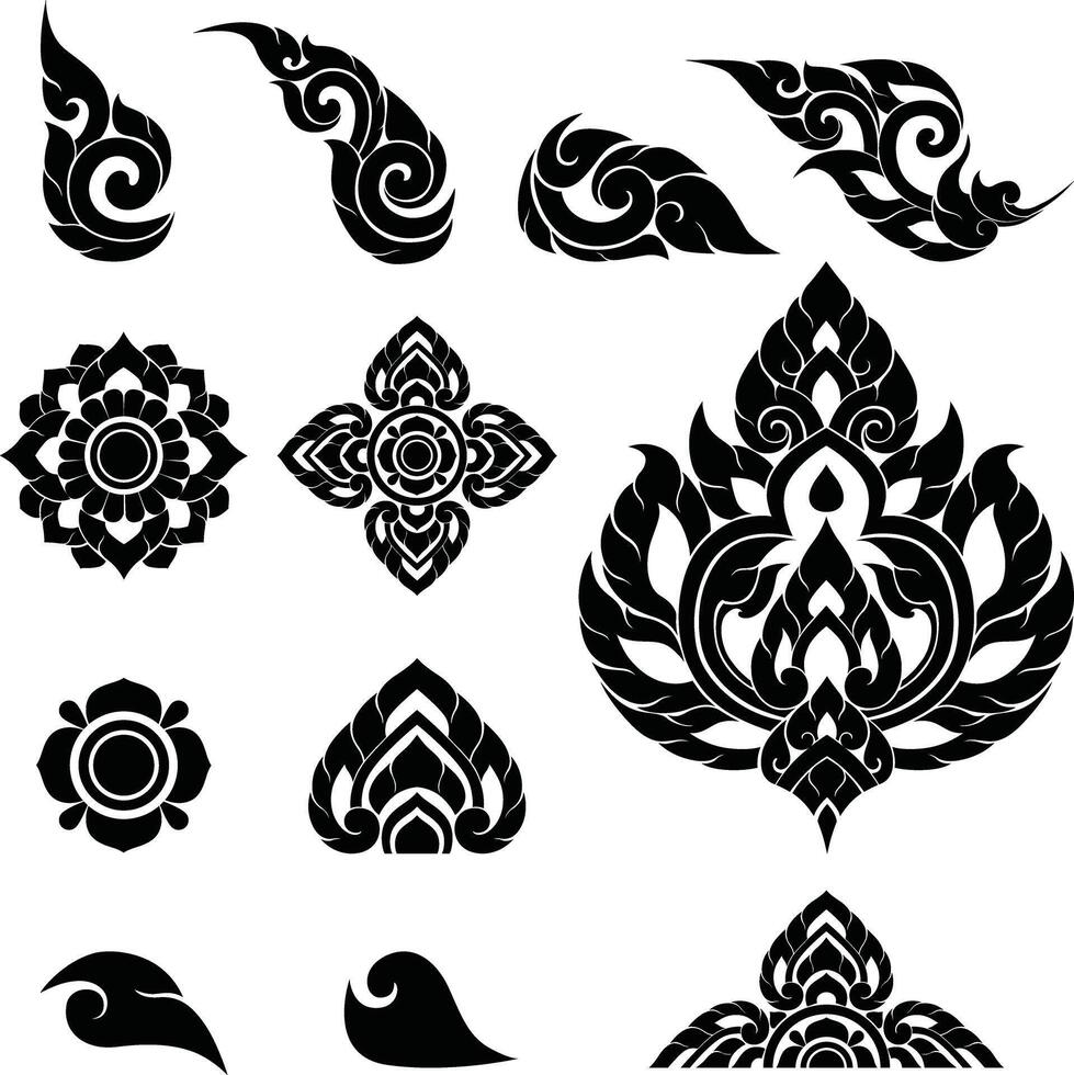 Thai Pattern Art for Decorations in Silhouettes vector
