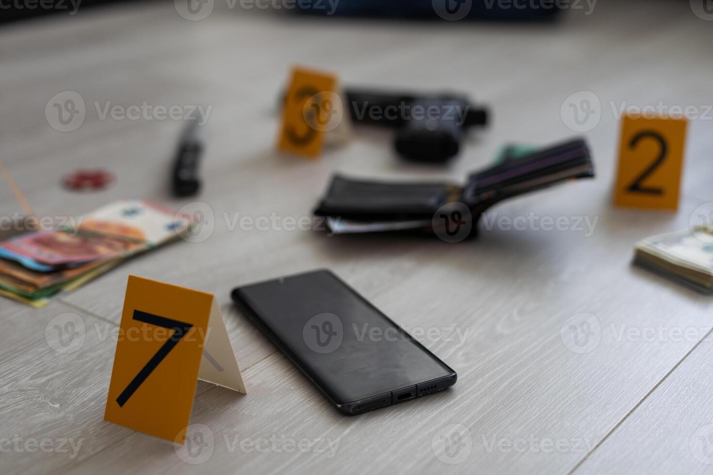 Crime scene investigation - collecting evidence from the crime scene photo