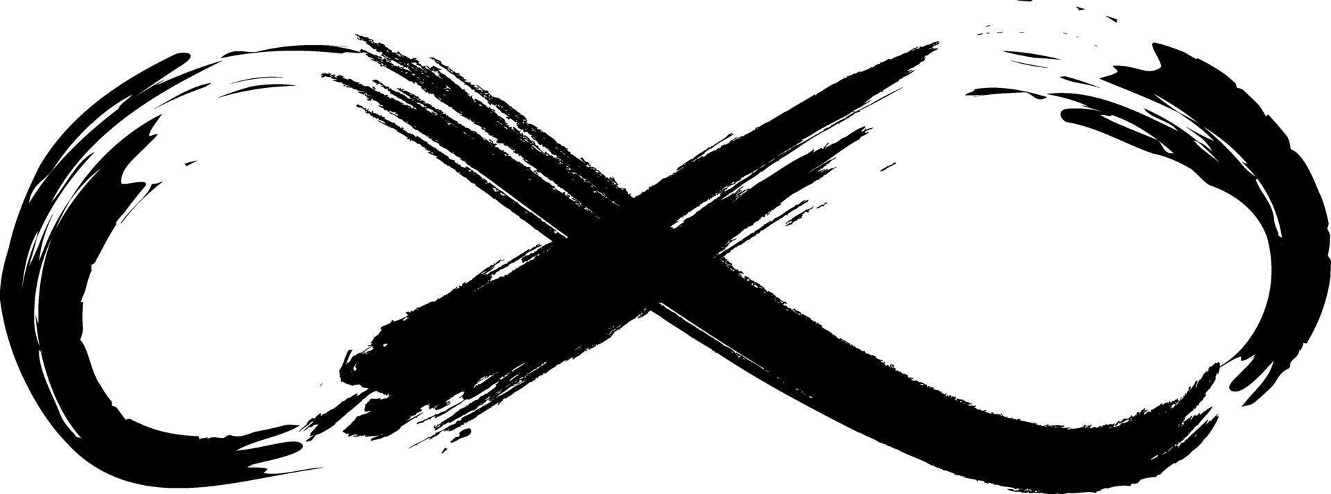 Grunge infinity sign. Symbol freedom eternity or infinity in various contexts. Infinity sign combines deep meaning a unique visual style. Figure 8 with rough edges and texture that imitates wear. vector