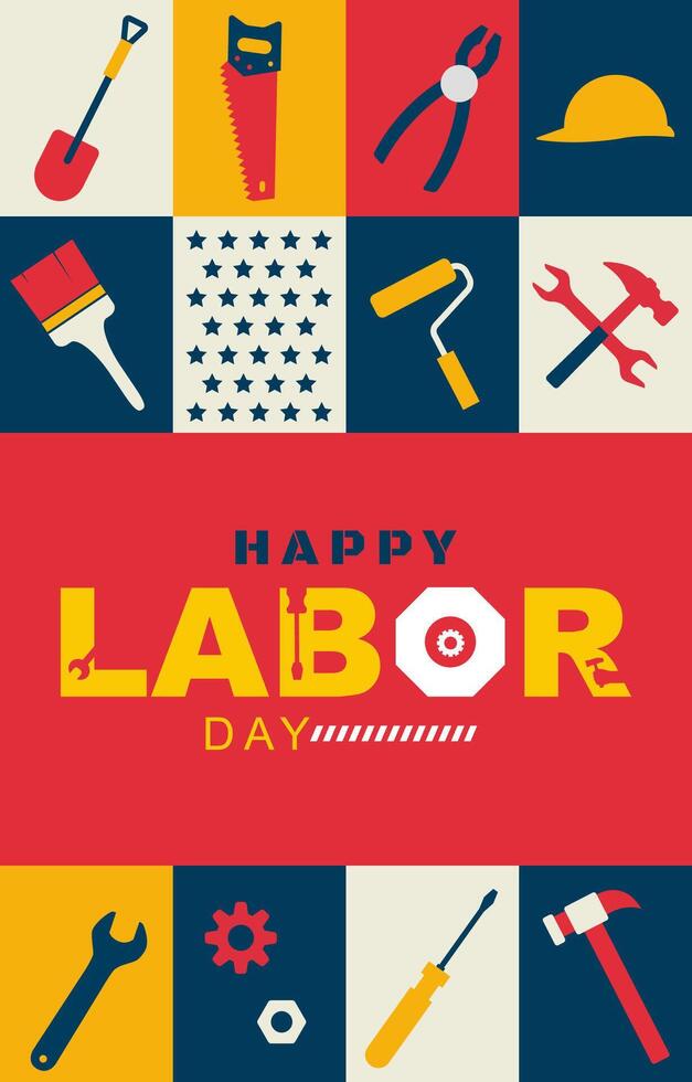 Labor Day Illustration with flat style vector