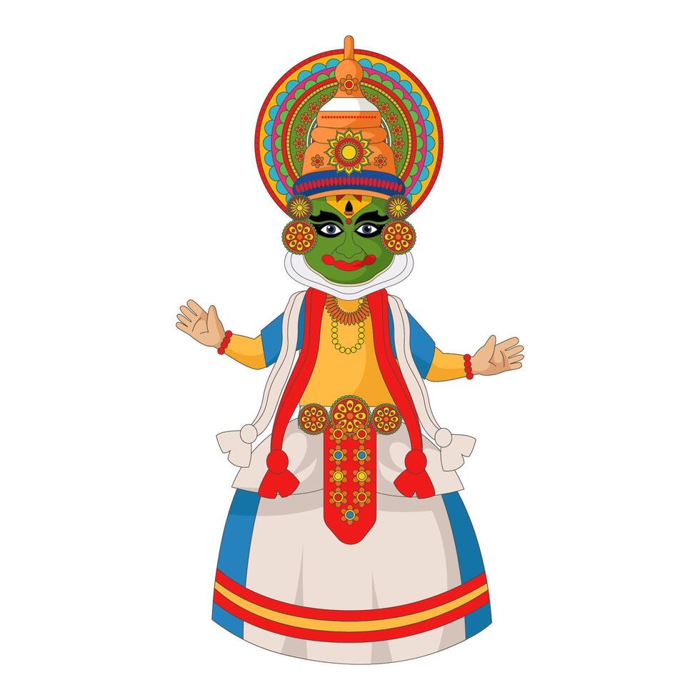 Kathakali Dancer For Happy Onam Festival Of Kerala India Mask vector