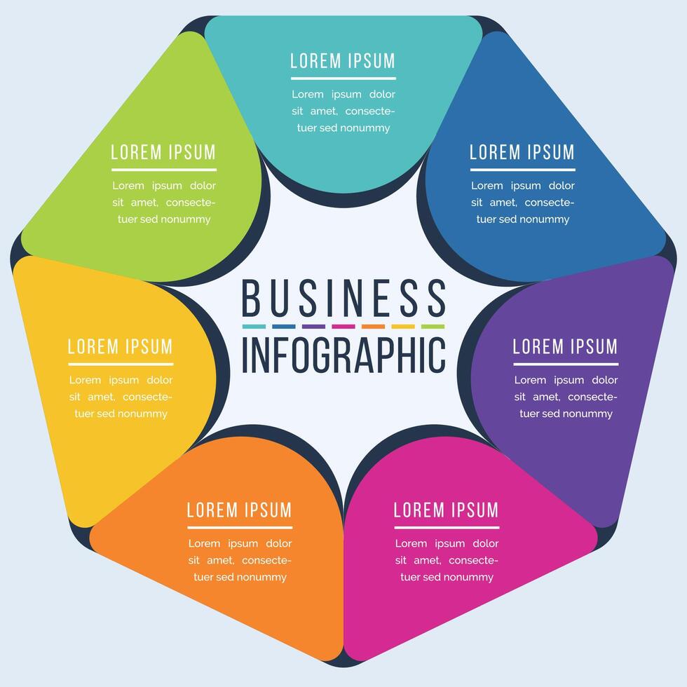 Infographic business information 7 Steps, objects, elements or options infographics design template vector