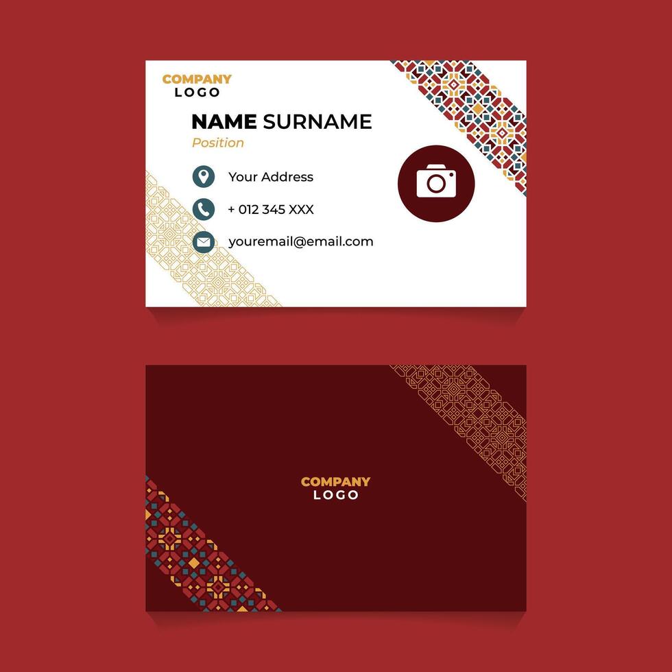 Islamic Oriental Geometric Name Card Design for Business or Company vector