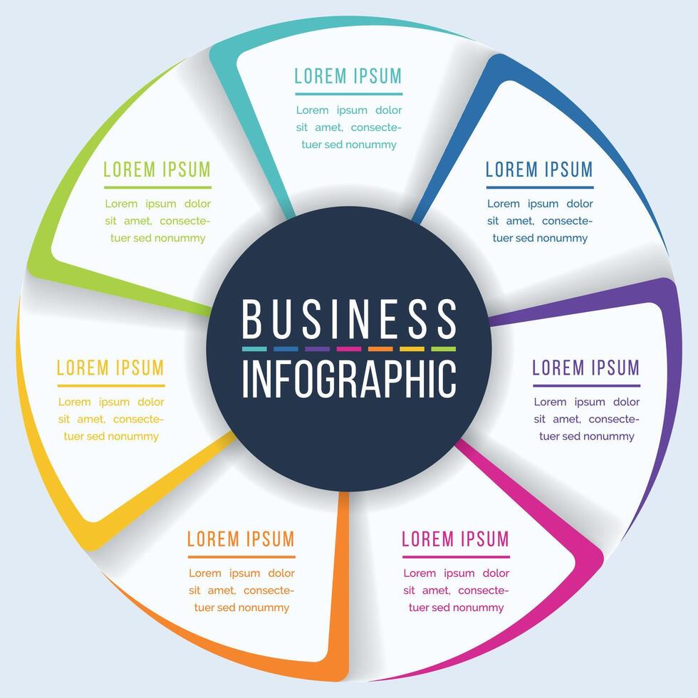7 Steps Circle Infographic design 7 steps, objects, elements or options infographic business template vector