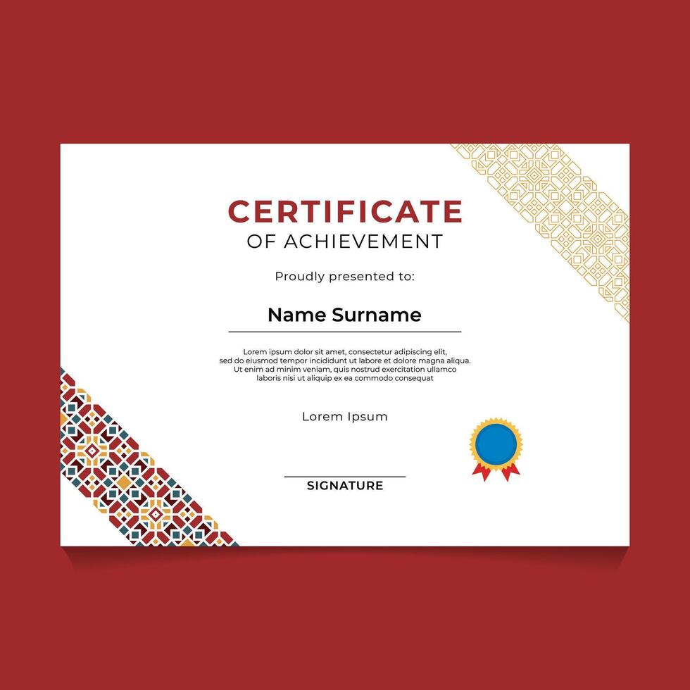 Oriental Geometric Certificate Template Design vector