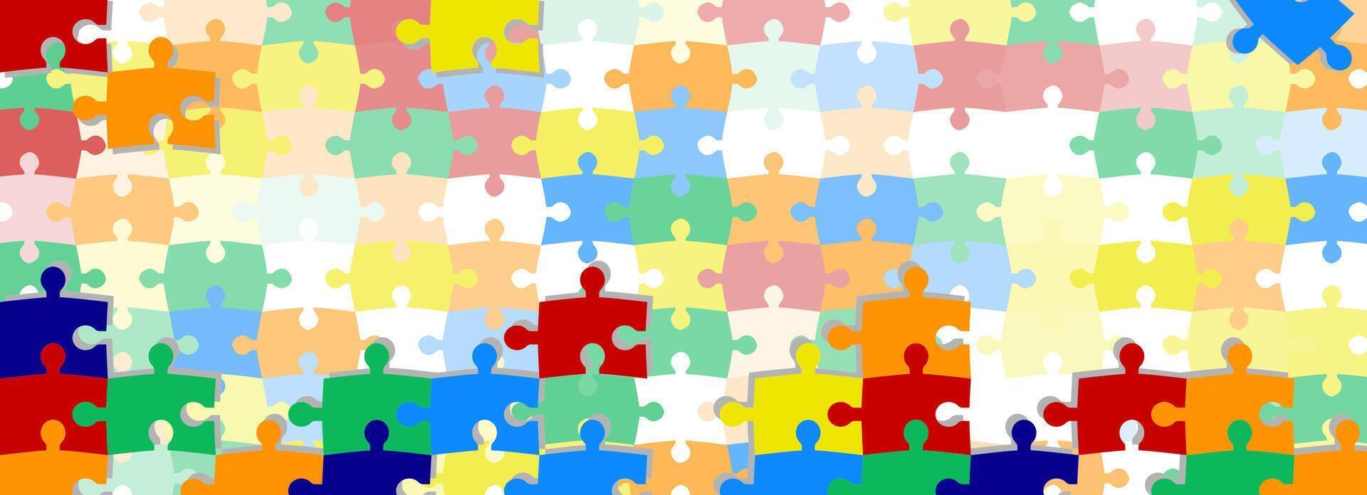 Abstract background pattern with colorful puzzle pieces and empty space for design vector