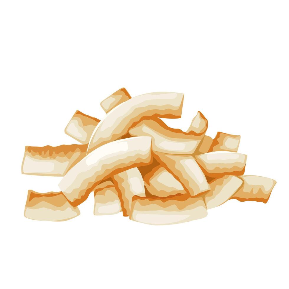 Coconut chips illustration, isolated on white background. vector