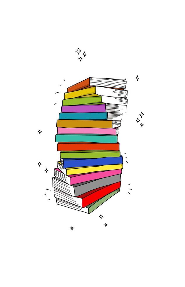 The book illustrations are stacked in a beautiful vector