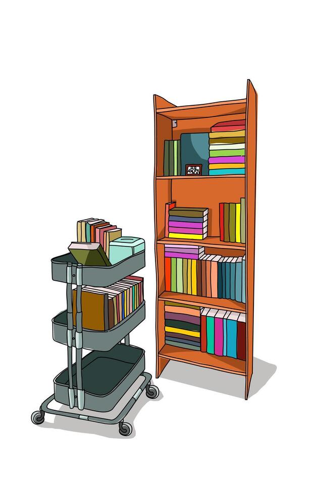 illustration of a shelf full of wooden books vector