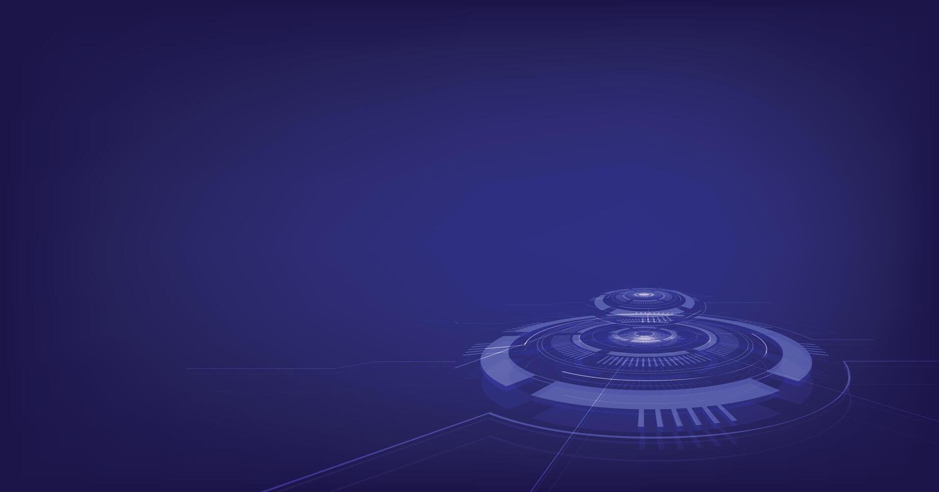 Circle technology 3d pedestal on a dark blue background vector