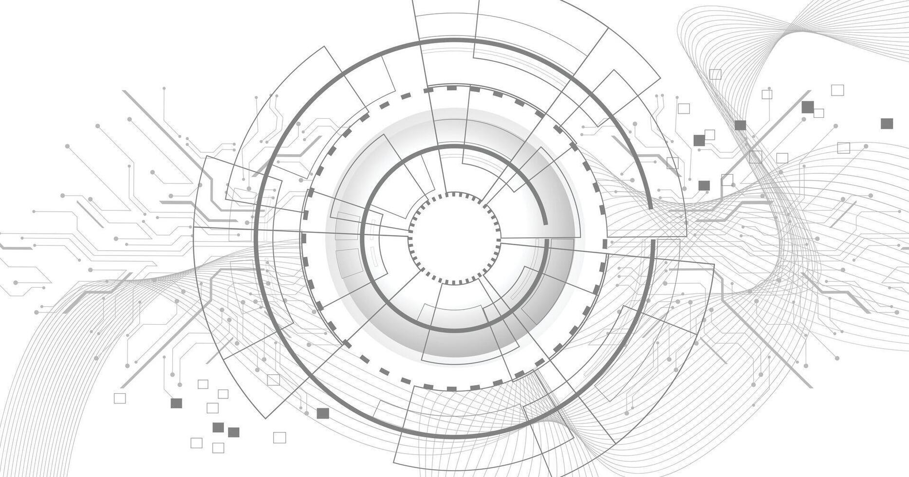 Grey technology on a white background with various technology elements. vector