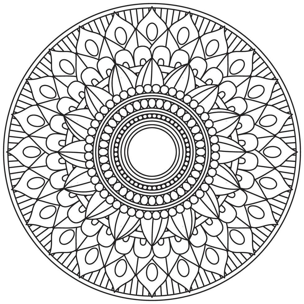 Simple Mandala Circle Coloring Book Pages vector